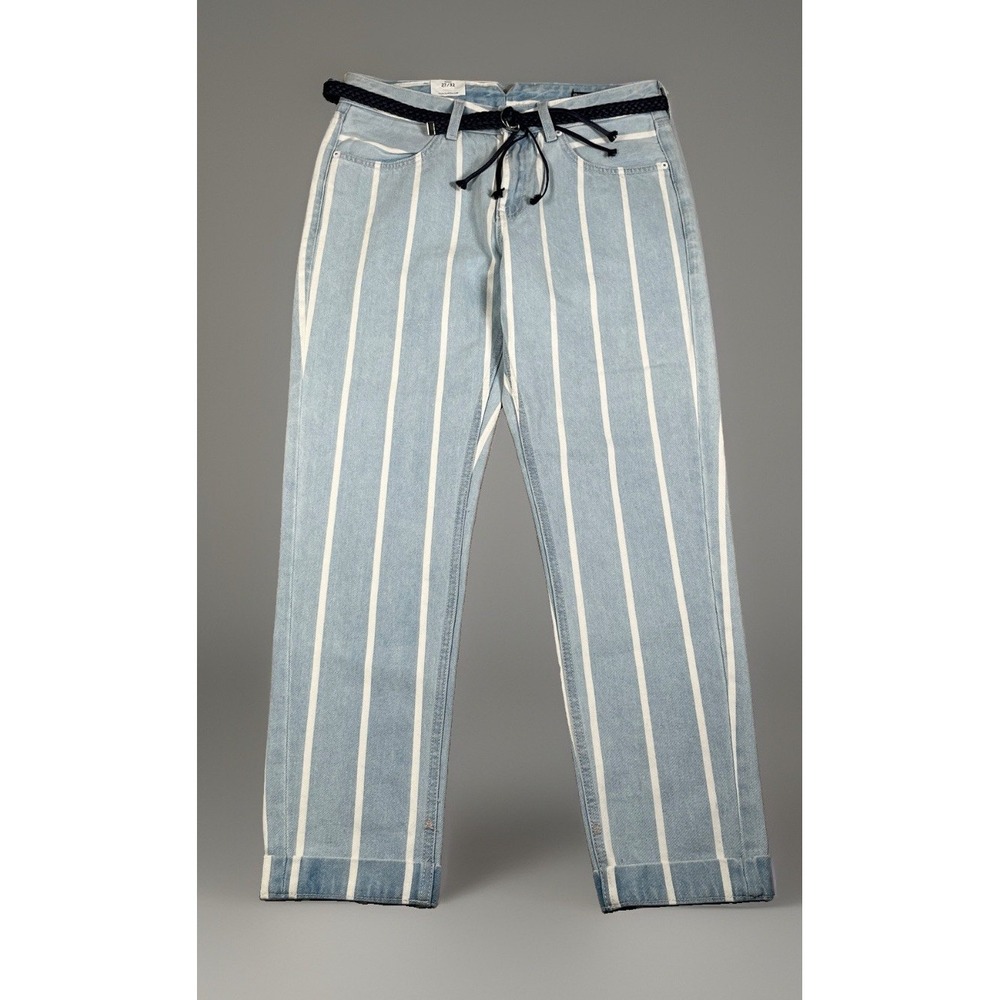 NWT-Scotch & Soda Bandit Indigo Stripe Boyfriend Jeans Size 27 Blue Belted